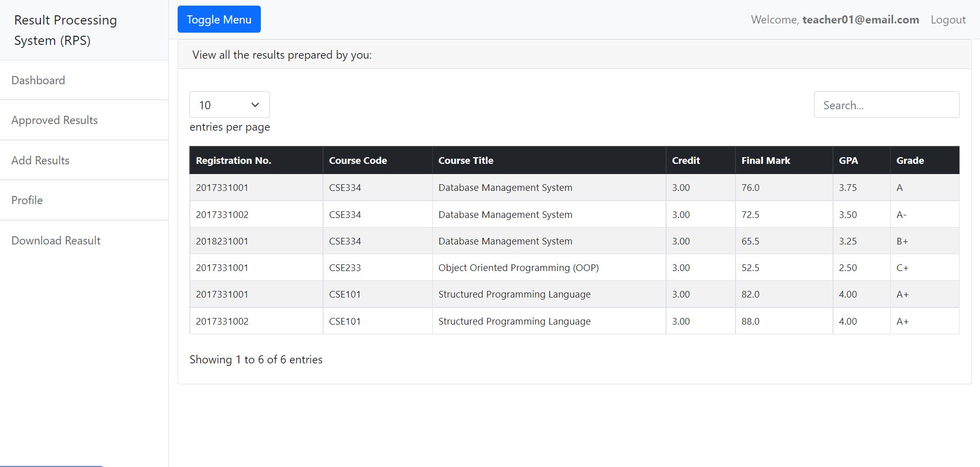 Image 3 of Result Processing System